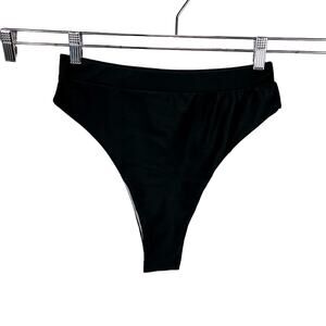 NWOT Black Basic High Cut‎ High Rise Stretch Bikini Bottoms Swim Sz Large